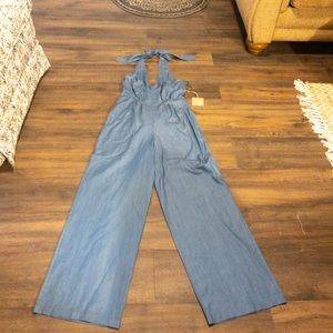 PQLA Chambray Halter Jumpsuit! NWT Size M